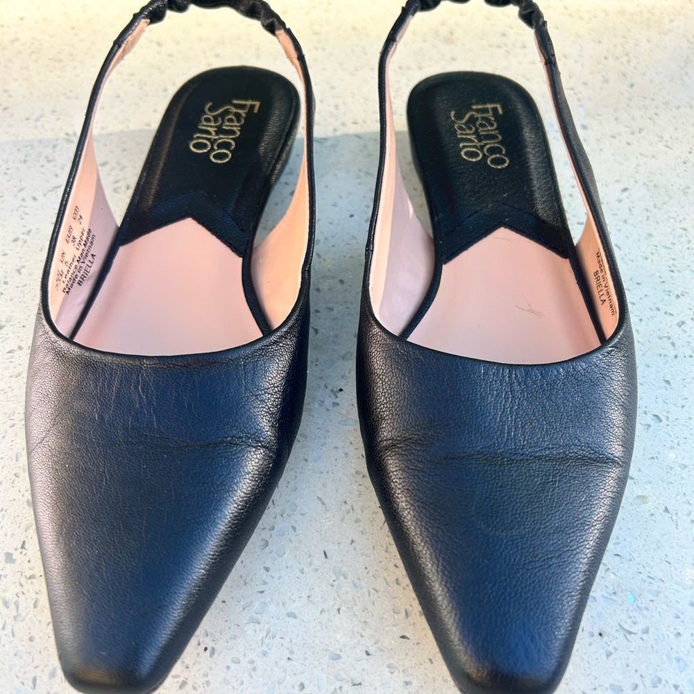 Franco Sarto Black Leather Slingback Flats
